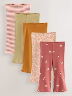 Autumnal Orange Flared Leggings 5 Pack (3mths-7yrs)