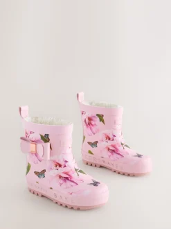Baker by Ted Baker Girls Faux Fur Lined Welly Boots with Bow