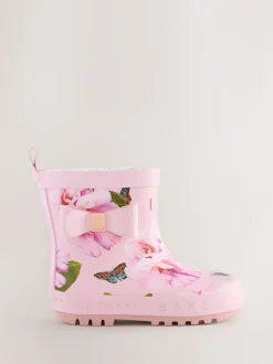 Baker by Ted Baker Girls Faux Fur Lined Welly Boots with Bow