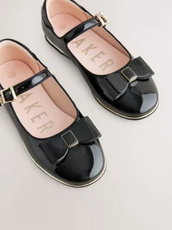 Baker by Ted Baker Girls Back to School Patent Mary Jane Black Shoes with Bow