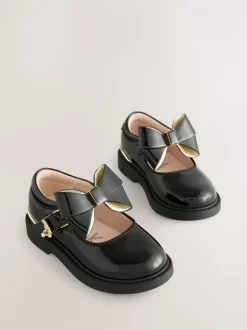 Baker by Ted Baker Girls Back to School Chunky Black Shoes with Bow