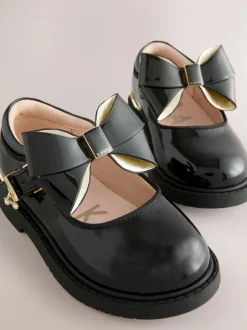 Baker by Ted Baker Girls Back to School Chunky Black Shoes with Bow