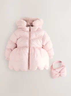 Baker by Ted Baker Shower Resistant Scallop Padded Coat With Detachable Bag