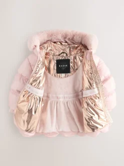 Baker by Ted Baker Shower Resistant Scallop Padded Coat With Detachable Bag