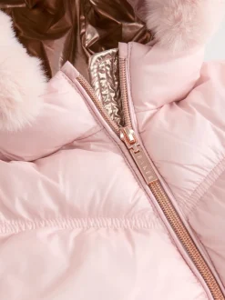 Baker by Ted Baker Shower Resistant Scallop Padded Coat With Detachable Bag
