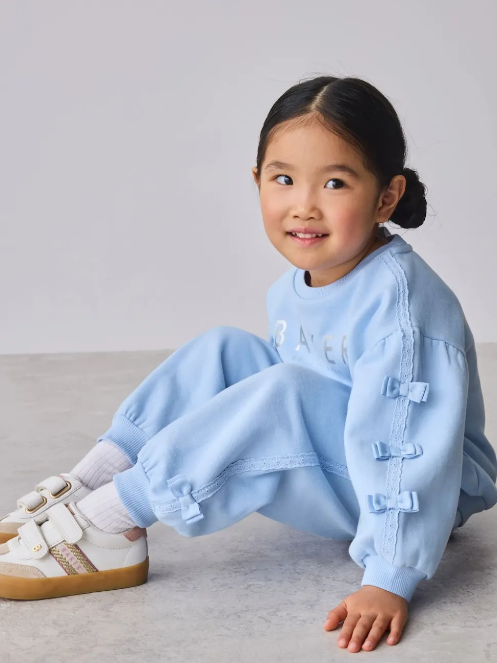 Baker by Ted Baker Blue 2 Piece Side Bow Detail Sweat & Joggers Set