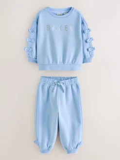 Baker by Ted Baker Blue 2 Piece Side Bow Detail Sweat & Joggers Set