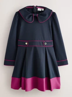Baker by Ted Baker Bow Collar Pleated Ponte Dress
