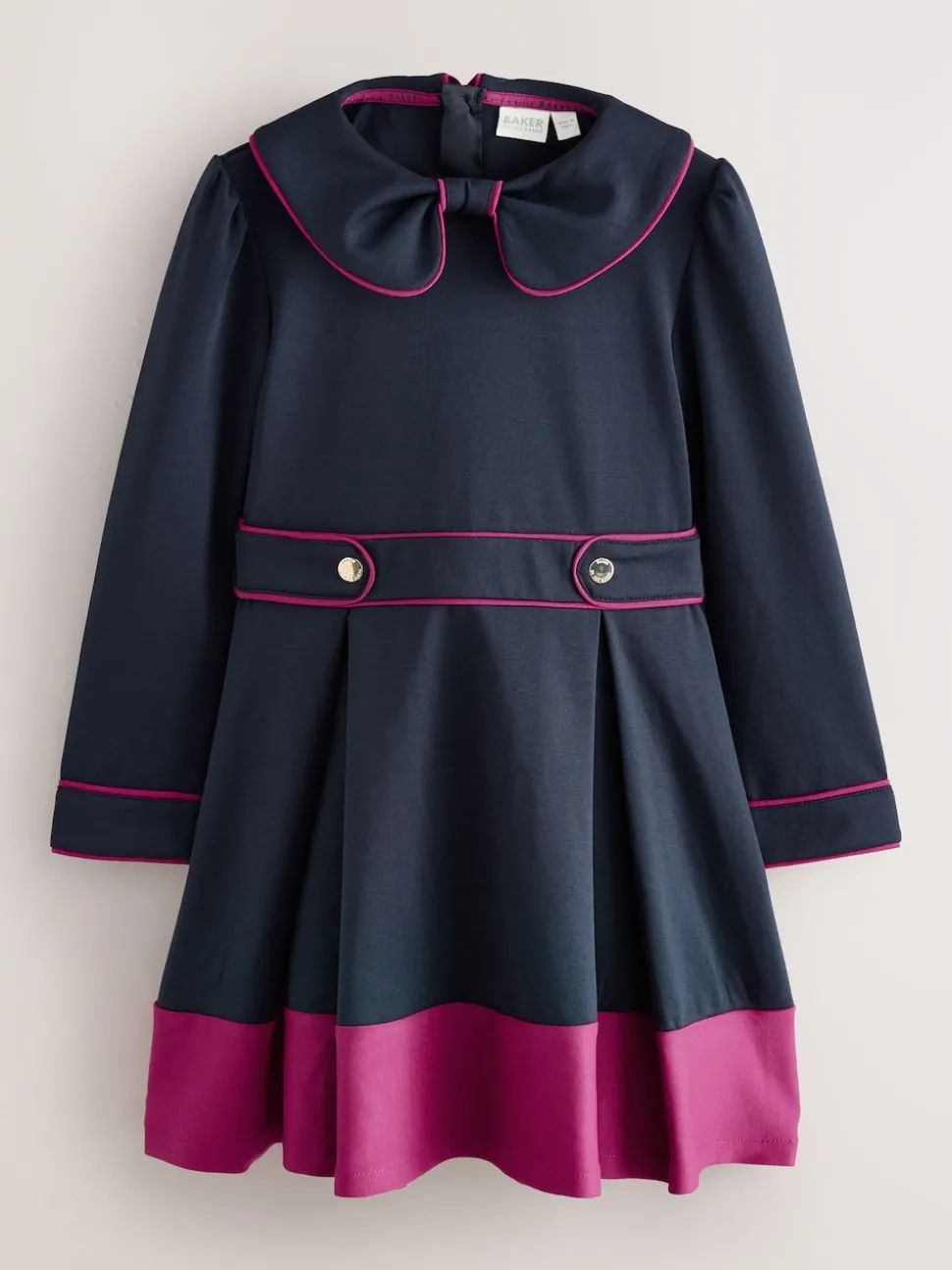 Baker by Ted Baker Bow Collar Pleated Ponte Dress