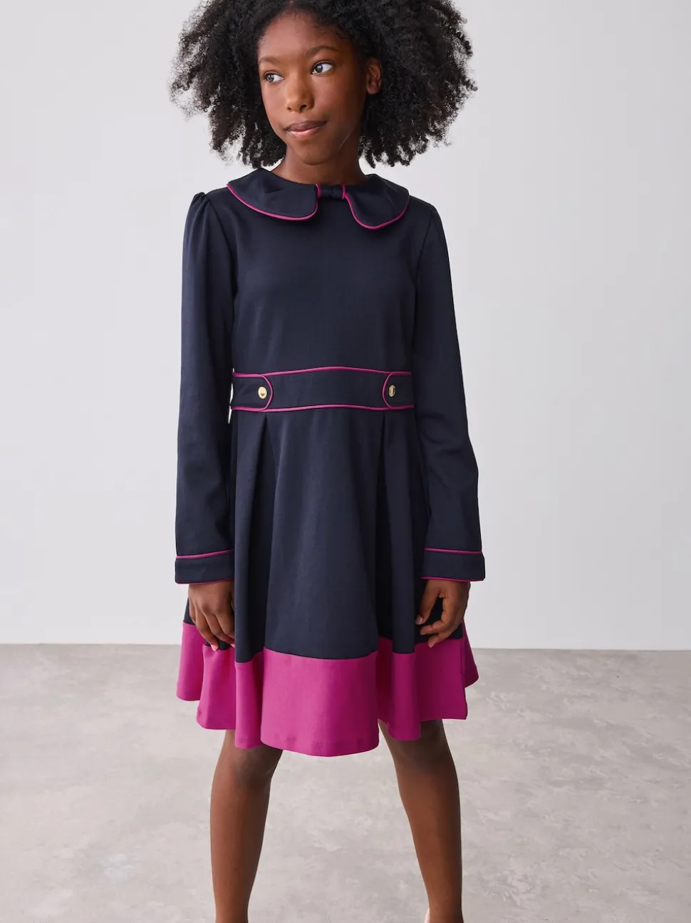Baker by Ted Baker Bow Collar Pleated Ponte Dress
