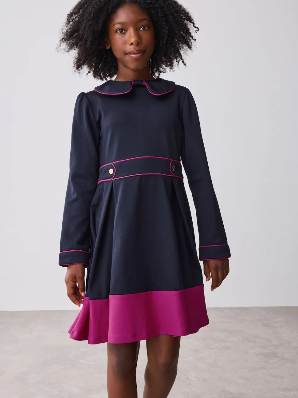 Baker by Ted Baker Bow Collar Pleated Ponte Dress