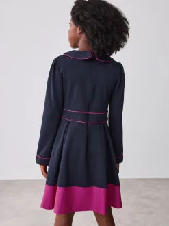 Baker by Ted Baker Bow Collar Pleated Ponte Dress