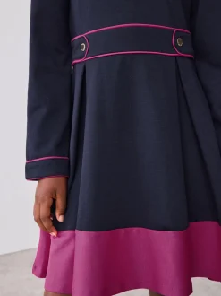 Baker by Ted Baker Bow Collar Pleated Ponte Dress