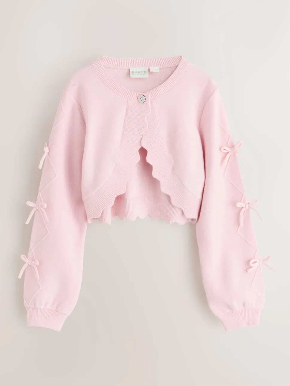 Baker by Ted Baker Bow Sleeve Scallop Edge Cardigan