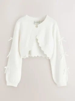 Baker by Ted Baker Bow Sleeve Scallop Edge Cardigan
