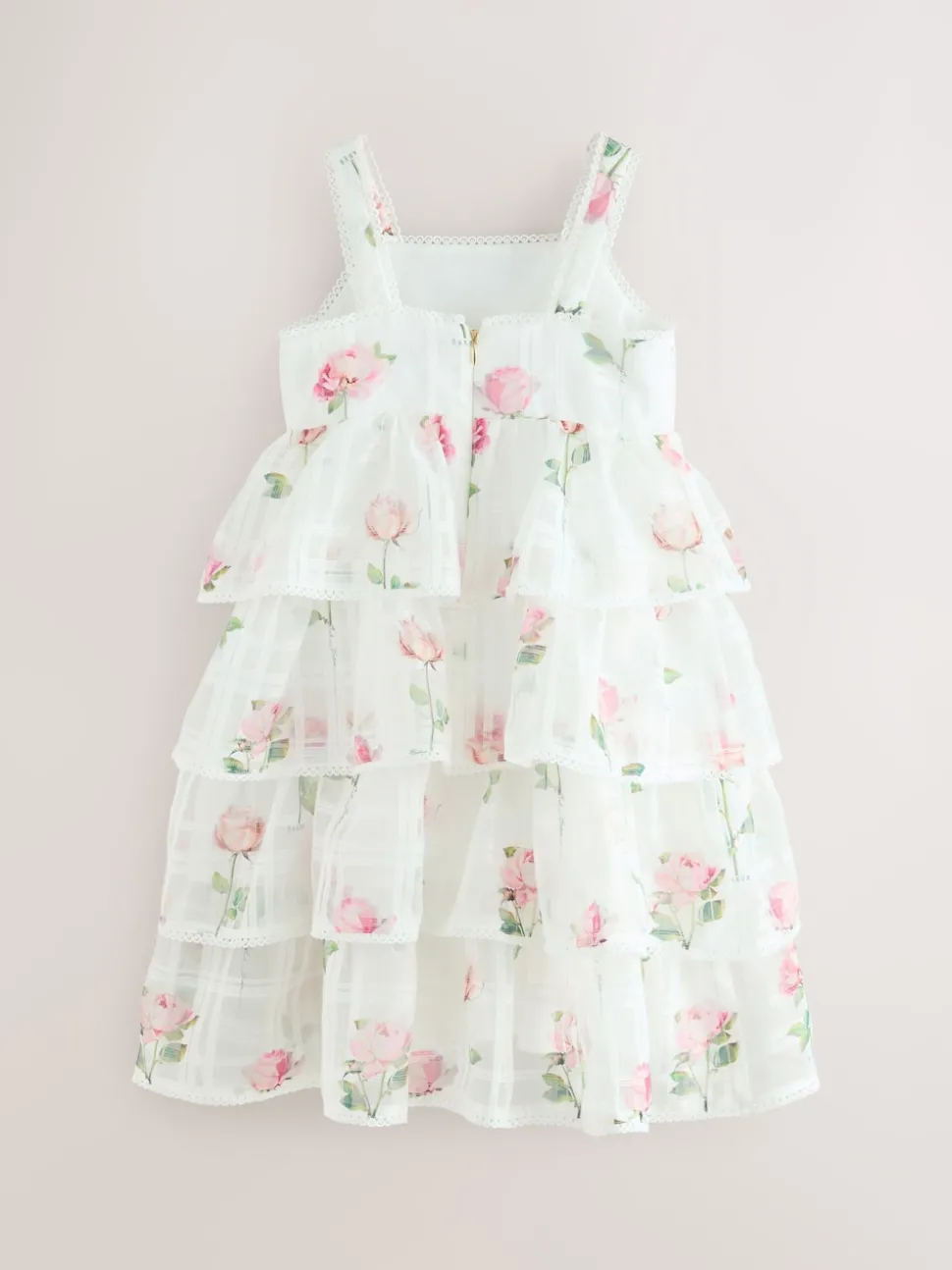Baker by Ted Baker Burnout Organza Floral Tiered Midi White Dress
