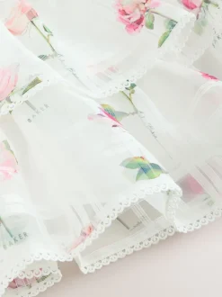 Baker by Ted Baker Burnout Organza Floral Tiered Midi White Dress