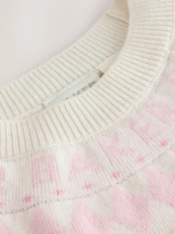 Baker by Ted Baker Cream Fairisle Pattern Knitted Peplum Hem Jumper