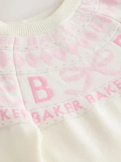 Baker by Ted Baker Cream Fairisle Pattern Knitted Peplum Hem Jumper