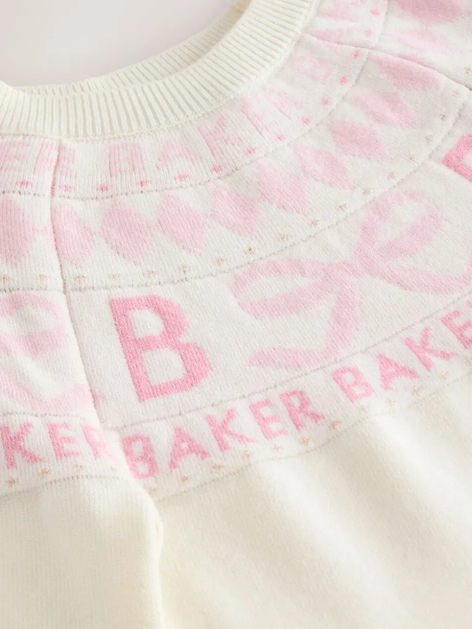 Baker by Ted Baker Cream Fairisle Pattern Knitted Peplum Hem Jumper
