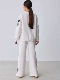 Baker by Ted Baker Cream 2 Piece Bow Applique Sweat & Wide Leg Joggers Set