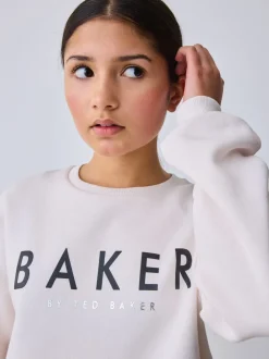 Baker by Ted Baker Cream 2 Piece Bow Applique Sweat & Wide Leg Joggers Set