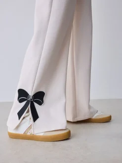 Baker by Ted Baker Cream 2 Piece Bow Applique Sweat & Wide Leg Joggers Set