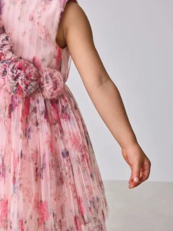 Baker by Ted Baker Crinkle Mesh 3D Ruffle Shoulder Occasion Dress