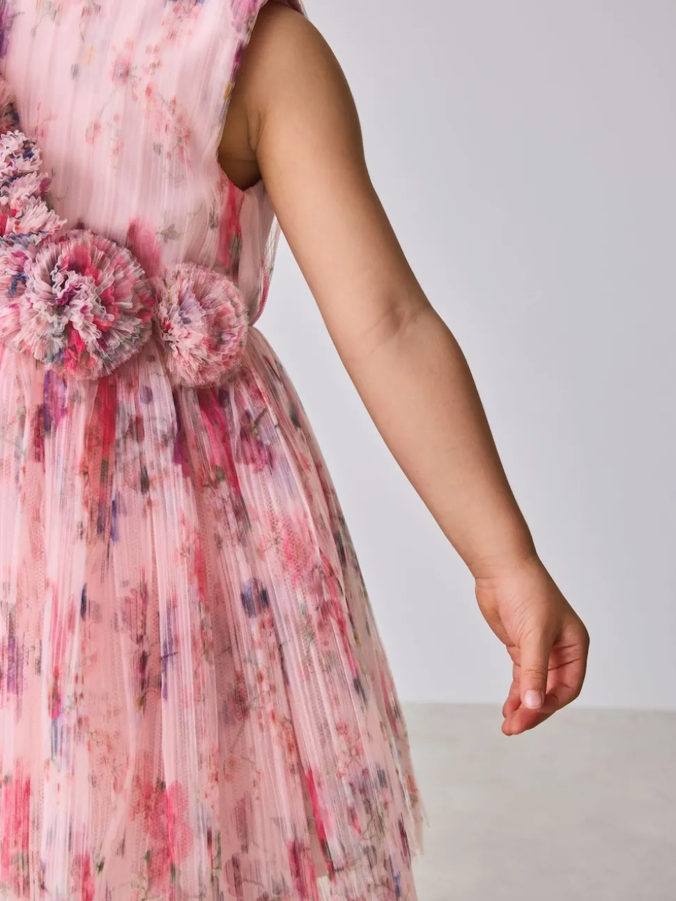 Baker by Ted Baker Crinkle Mesh 3D Ruffle Shoulder Occasion Dress