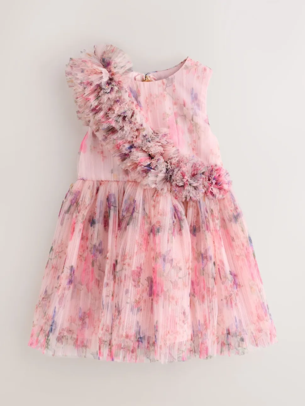Baker by Ted Baker Crinkle Mesh 3D Ruffle Shoulder Occasion Dress