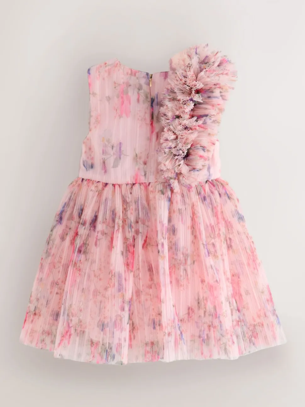 Baker by Ted Baker Crinkle Mesh 3D Ruffle Shoulder Occasion Dress