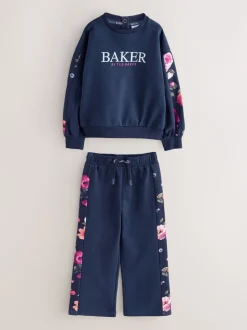 Baker by Ted Baker Floral Print Panel Sweat & Wide Leg Joggers Set 2 Piece