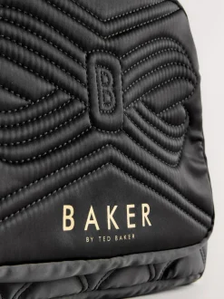 Baker by Ted Baker Girls Back To School Black Quilted Bow Backpack with Pencil Case