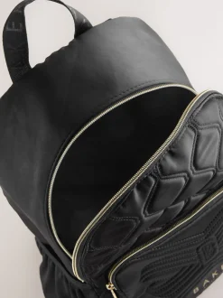 Baker by Ted Baker Girls Back To School Black Quilted Bow Backpack with Pencil Case