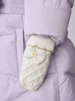 Baker By Ted Baker Girls Double Pom Eared Hat and Mittens Set