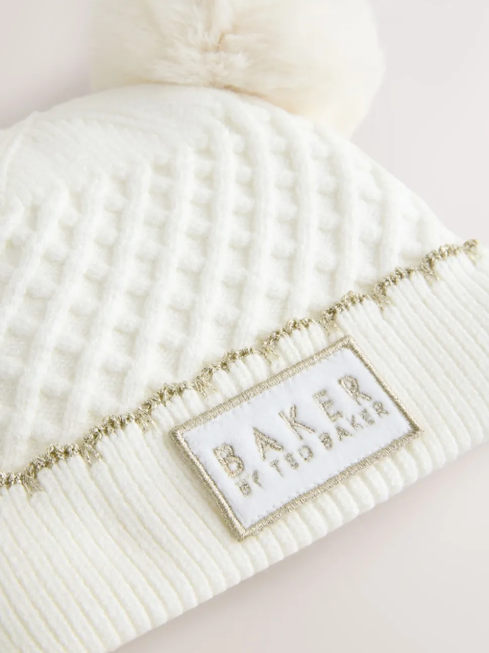 Baker By Ted Baker Girls Double Pom Eared Hat and Mittens Set