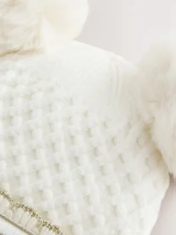 Baker By Ted Baker Girls Double Pom Eared Hat and Mittens Set