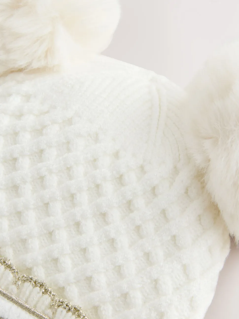 Baker By Ted Baker Girls Double Pom Eared Hat and Mittens Set