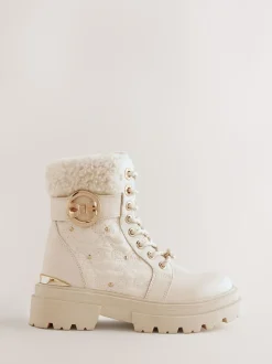 Baker by Ted Baker Girls Embossed Lace-Up Chunky Boots