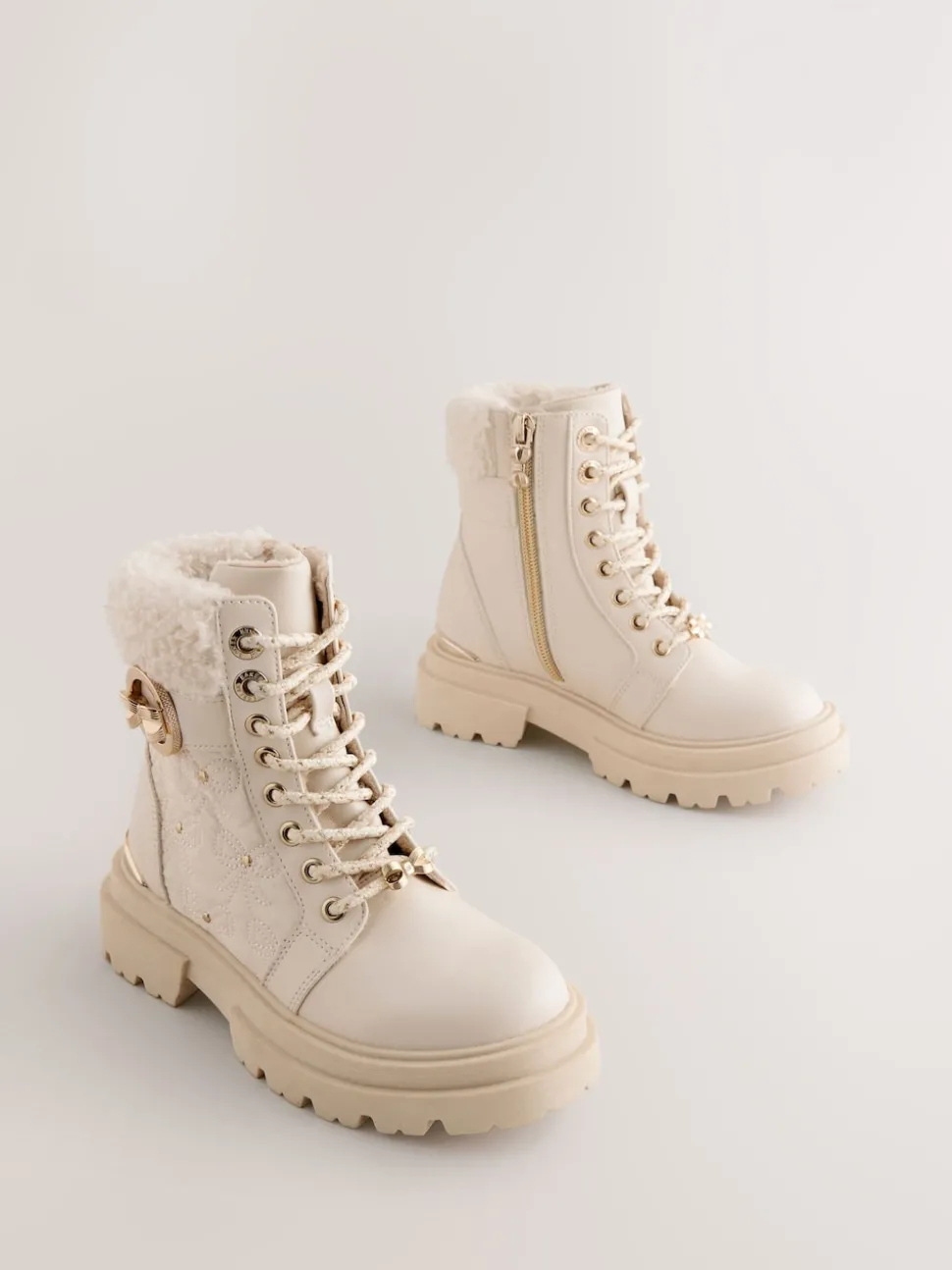 Baker by Ted Baker Girls Embossed Lace-Up Chunky Boots