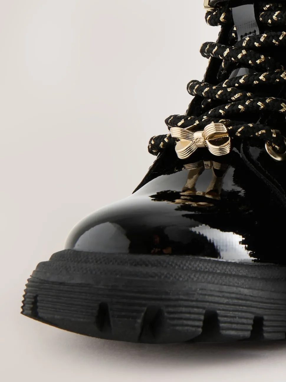 Baker by Ted Baker Girls Embossed Lace Up Chunky Black Boots