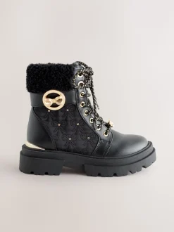 Baker by Ted Baker Girls Embossed Lace-Up Chunky Boots