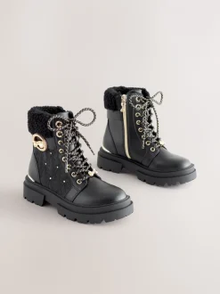 Baker by Ted Baker Girls Embossed Lace-Up Chunky Boots