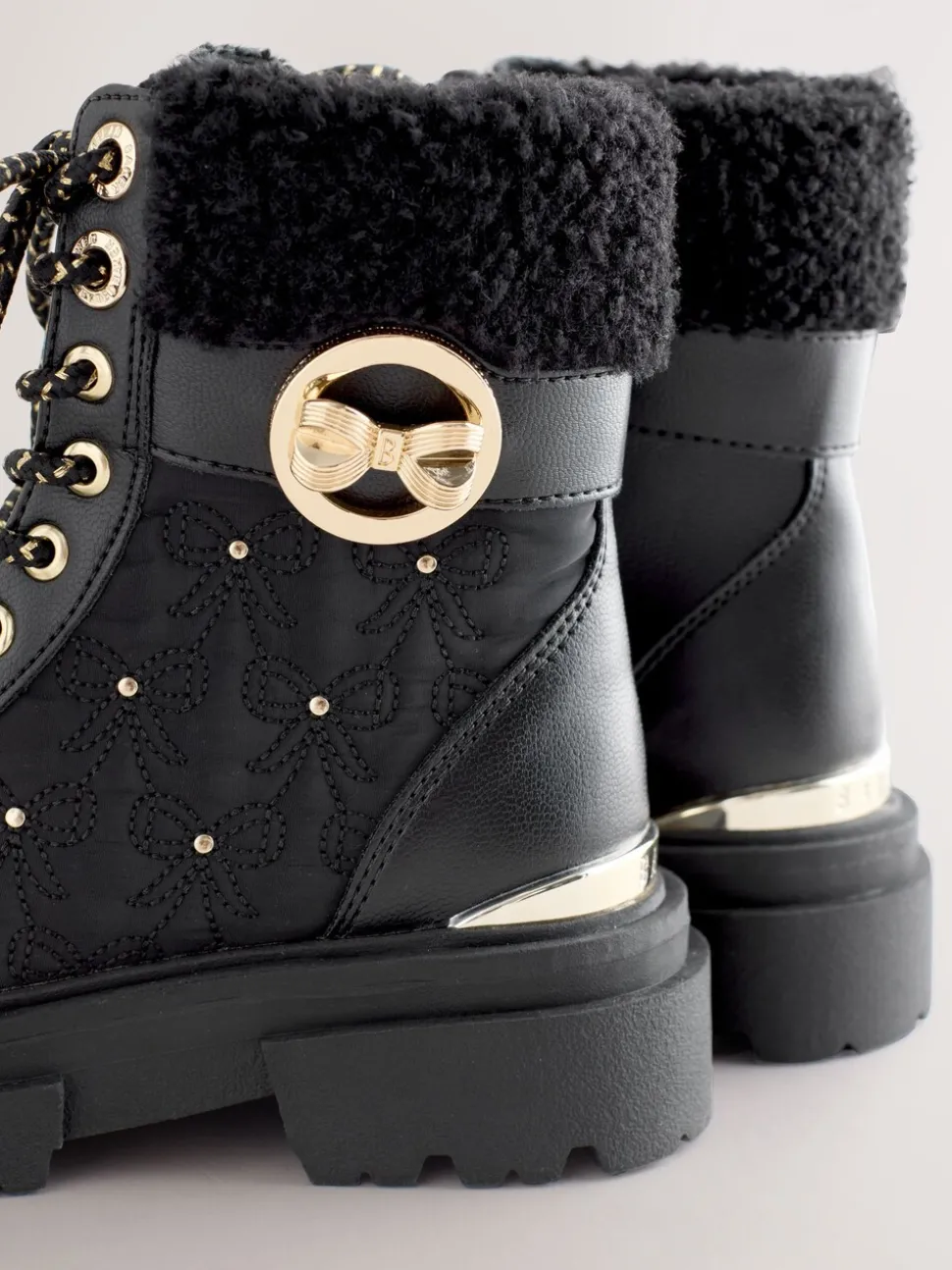 Baker by Ted Baker Girls Embossed Lace-Up Chunky Boots