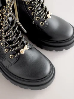 Baker by Ted Baker Girls Embossed Lace-Up Chunky Boots
