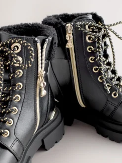 Baker by Ted Baker Girls Embossed Lace-Up Chunky Boots