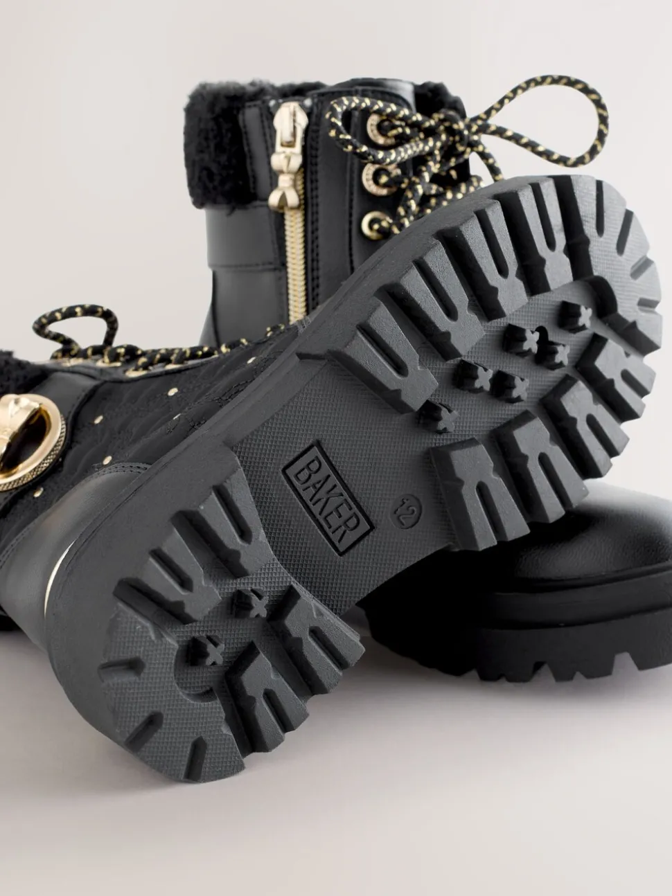 Baker by Ted Baker Girls Embossed Lace-Up Chunky Boots
