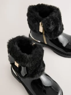 Baker by Ted Baker Girls Faux Fur Cuff Boots with Bow