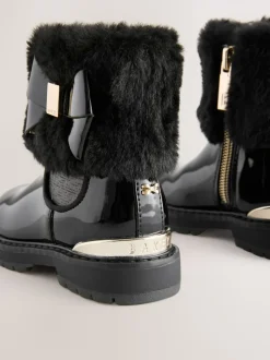 Baker by Ted Baker Girls Faux Fur Cuff Boots with Bow
