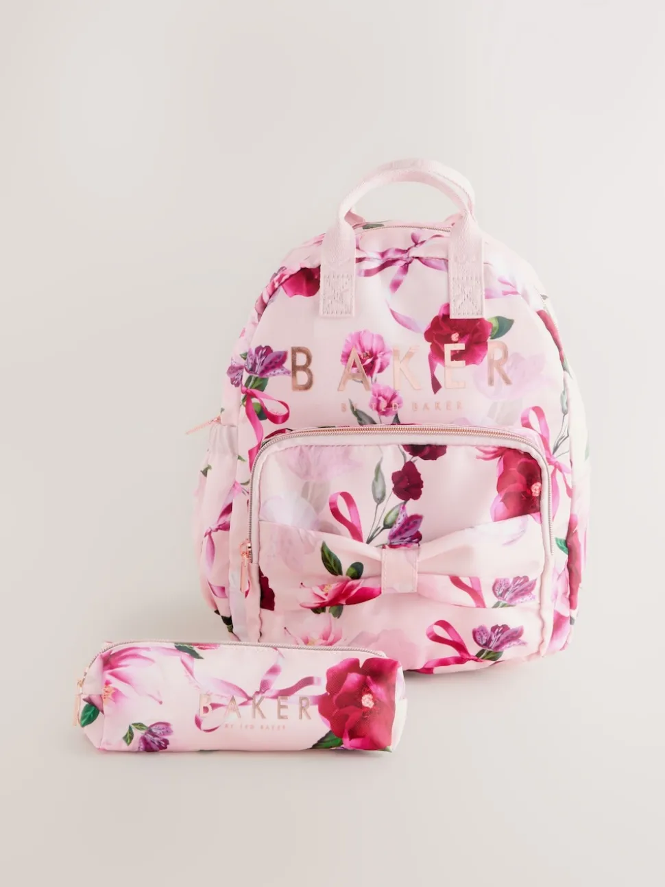 Baker by Ted Baker Girls Pink Back to School Floral Print Bow Backpack